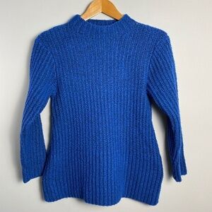 Soaked in Luxury (SAMPLE) Women's Blue Mock Neck Knit LS Sweater Size S/M Flared